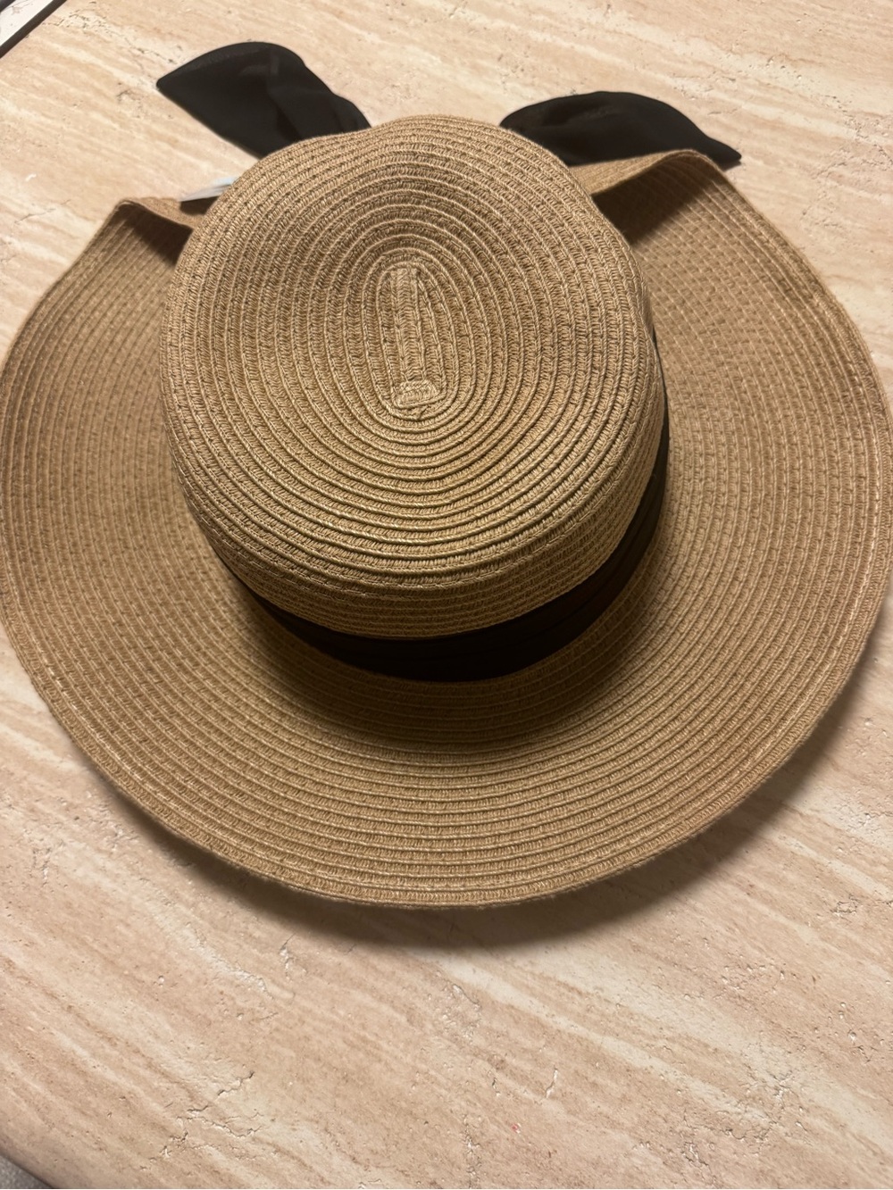San Diego Hat Company Tan Straw Sun Hat with Black Ribbon